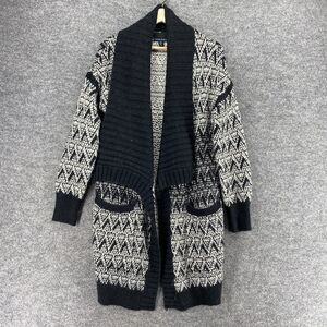 Cynthia Rowley Cardigan Women M Medium Gray Striped Alpaca Open Front Collared